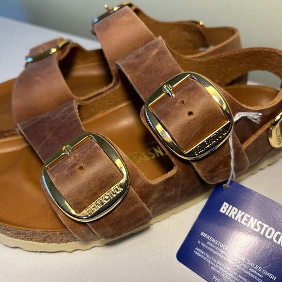 Birkenstock Milano Big Buckle Oiled Leather Sandals - Picture 3 of 15